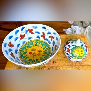 Estate auction, vintage China Sunburst, decorative Bowl and ginger jar